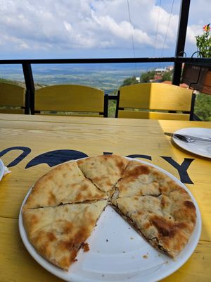 Lobiani (bean stuffed bread) at Terrace Panorama in Sighnaghi