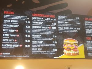 Menu 1 at Slutty Vegan in Birmingham