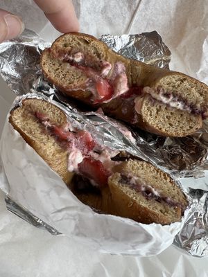 Spring Place Bagel   at Brooklyn Bagel Factory in Cambridge