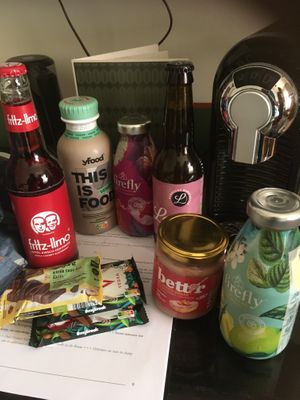 Drinks and vegan Kit Kats  at Billa Pflanzilla in Vienna