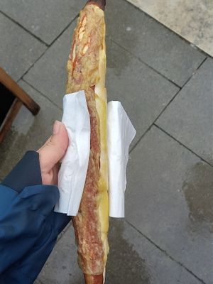 "bacon stangerl" or something like this - doesn't look great but id a 5/5 at Billa Pflanzilla in Vienna