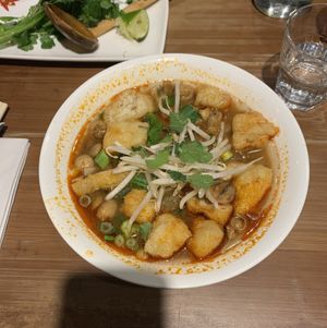 Hot and spicy tofu pho  at Pho - Soho in London