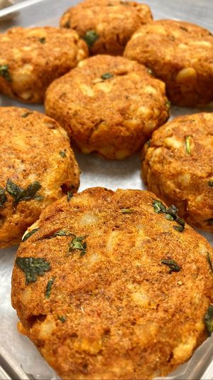 Aloo Tikki - spiced potato cakes, one of our gluten free options  at Samosa Shack in Kingston