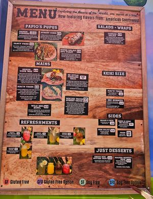 Menu at Papio's Place - Kiosk in Kihei