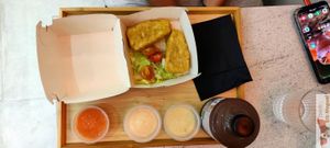 Fish and chips at Vegetal Food Court in Paris