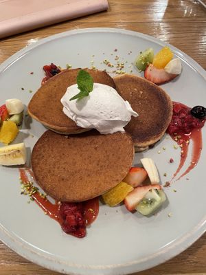 Ancient wheat pancakes   at Chaya Macrobiotics - Hibiya in Tokyo