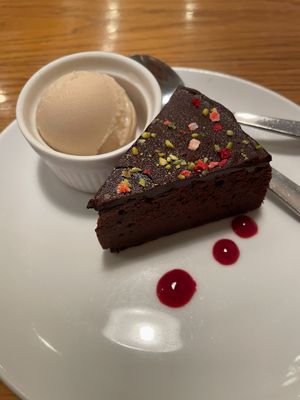 chocolate cake and soy icecream at Chaya Macrobiotics - Hibiya in Tokyo