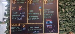 Ice cream menu options at The Dough Cartel in Glasgow