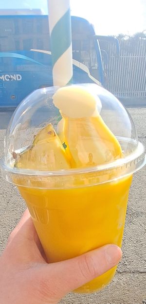 Pineapple juice, pineapple ice cream, and pineapple at The Dough Cartel in Glasgow