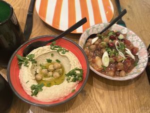 Hummus and moussaka   at Téta Marie in Nice