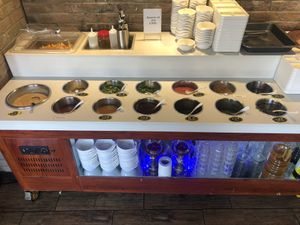 Condiment bar  at Seven Hotpot Restaurant in Abu Dhabi