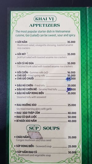 Menu 5/6 at La Bo De in Ho Chi Minh City