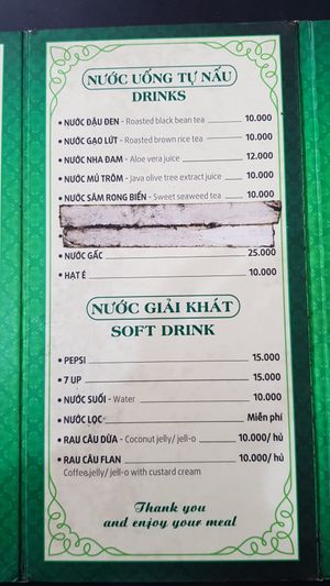 Menu 6/6 at La Bo De in Ho Chi Minh City