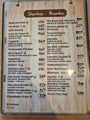 A variety of Vegan options! at San Allote in Rhodes