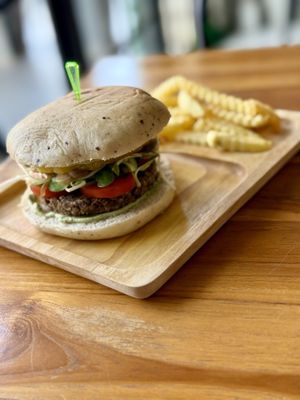 Burger  at Oon Jai Marketplace in Vientiane