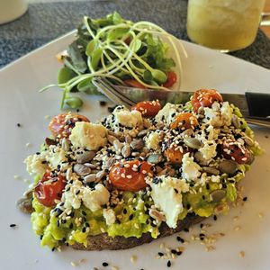 Avocado toast with vegan feta 😋 at Seaflower Bungalows in Koh Phangan