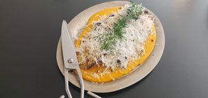 An amazing vegan cheese sauce surrounding roasted napa cabbage at ARP - 아르프 in Busan