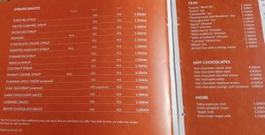 Syrup etc info at Napoli Coffee House in Sarajevo