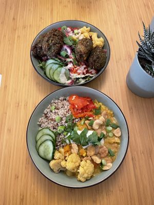 Creamy curry & falafel salad  at LOKOL in Amsterdam