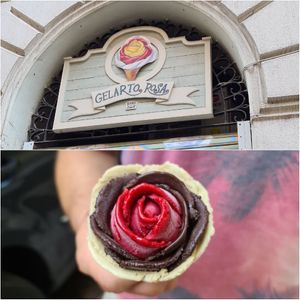 Pistazie vegan, Schoko-Banane vegan, Waldbeere vegan at Gelarto Rosa Grande - Hercegprímás Utca in Budapest