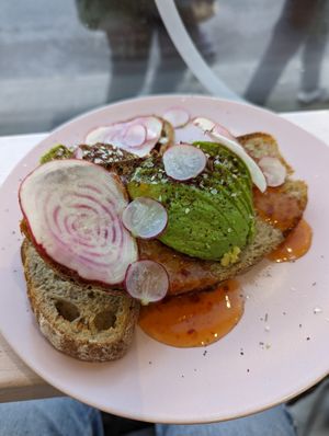 Avocado on toast at Pom Kitchen - Crookes in Sheffield