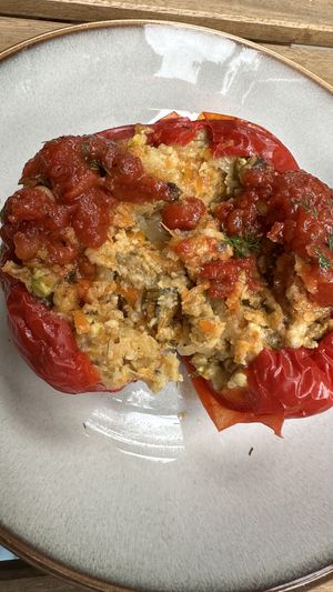 Stiffed red fibber pepper  at Seed Cuisine in Bucharest