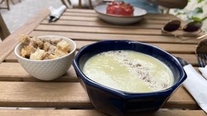 Broccoli soup  at Seed Cuisine in Bucharest