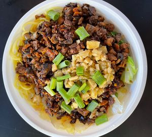 dan dan noodles with OmniPork   at Stone Monkey in El Cajon