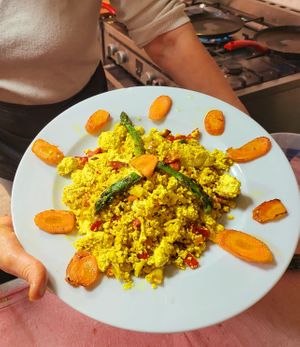 Vegan scrambled eggs. at PiranArt Restaurant & Gelateria & Caffeteria in Piran