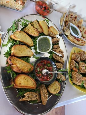 Vegan bruschetta with dips. at PiranArt Restaurant & Gelateria & Caffeteria in Piran