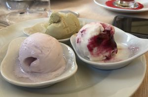 Delicious Ice cream sampling  at PiranArt Restaurant & Gelateria & Caffeteria in Piran