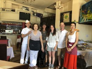 The host family with us  at PiranArt Restaurant & Gelateria & Caffeteria in Piran