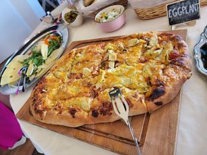 Homemade pizza 4 cheese at PiranArt Restaurant & Gelateria & Caffeteria in Piran