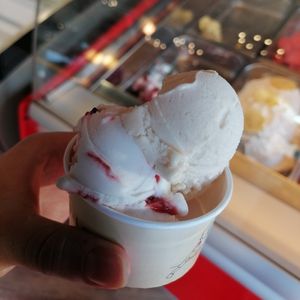 Amazing homemade icecream, here: pomegranate and almond at PiranArt Restaurant & Gelateria & Caffeteria in Piran