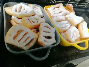 Sweet delicious "Krostule" in Slovenian language made by mama Jozica.  at PiranArt Restaurant & Gelateria & Caffeteria in Piran