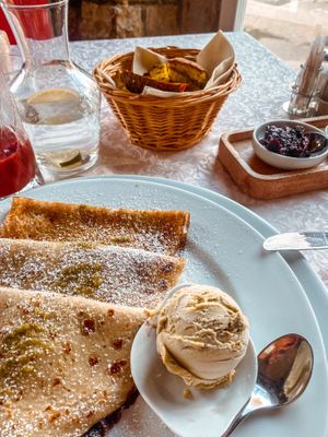 Pistachio Pancakes  at PiranArt Restaurant & Gelateria & Caffeteria in Piran