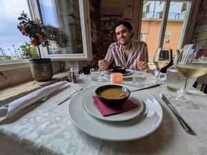 complimentary soup! at PiranArt Restaurant & Gelateria & Caffeteria in Piran