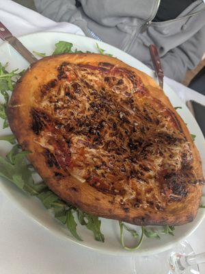 Cheese temptation pizza in vegan at PiranArt Restaurant & Gelateria & Caffeteria in Piran