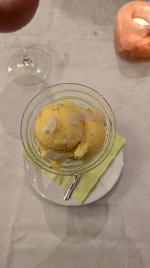 Mango ice cream at PiranArt Restaurant & Gelateria & Caffeteria in Piran