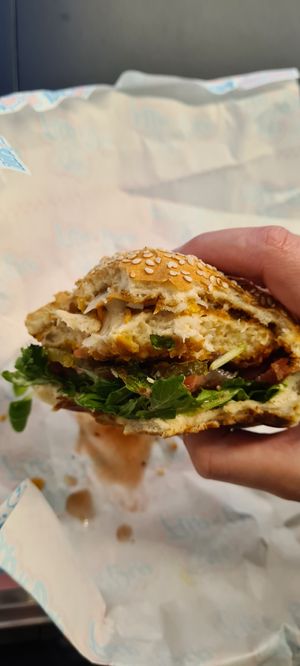 Crispy chikn burger at Flip n Dip in Vienna