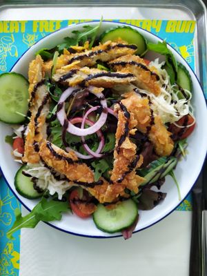 Crispy "chicken" salad at Flip n Dip in Vienna