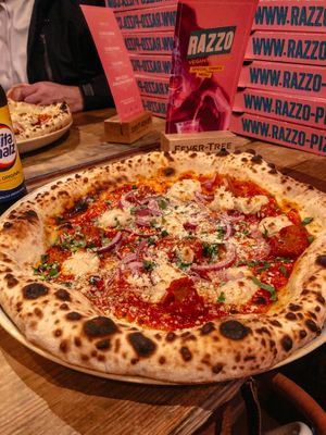 Spicy Meatballs Pizza  at RAZZO Vegan Pizza Bar in Cologne