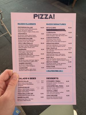 Menu  at RAZZO Vegan Pizza Bar in Cologne