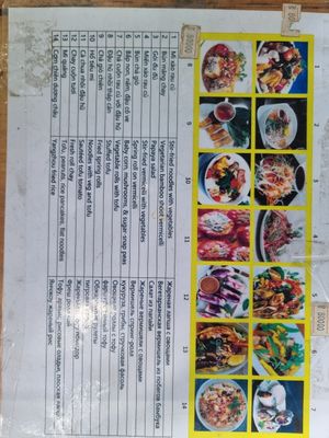Menu at Com Chai Buddha in Mui Ne