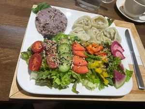 Dumpling plate   at Zirael Vegan Restaurant in Kyoto