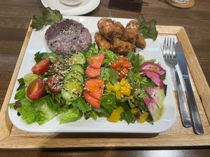 Fries soy meat plate  at Zirael Vegan Restaurant in Kyoto