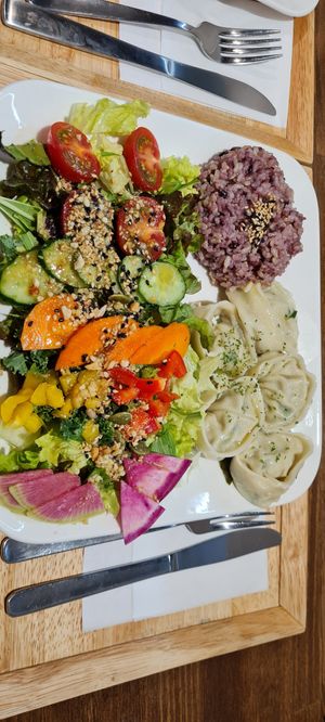 Dumping plate at Zirael Vegan Restaurant in Kyoto