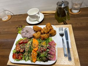 Soy meat plate   at Zirael Vegan Restaurant in Kyoto