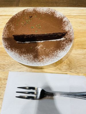 Chocolate cake good. More like fudge   at Zirael Vegan Restaurant in Kyoto