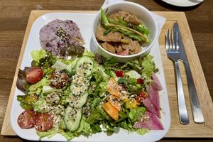 Lots of good greens   at Zirael Vegan Restaurant in Kyoto